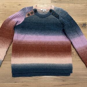Madewell Rainbow Gradient Wool Blend Sweater w Buttons, Size S